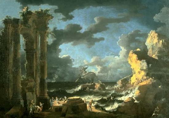 Leonardo Coccorante Port of Ostia During a Tempest oil painting image